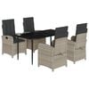 vidaXL 5 pcs conjunto de jantar p/ jardim c/ almofad&otilde;es cinzento claro