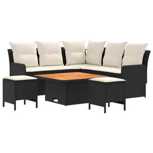 vidaXL Conjuntos de m&oacute;veis 6 unid. Preto e Creme Rattan de PE