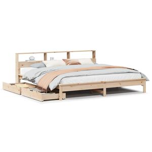vidaXL Cama com estante sem colch&atilde;o 200x200 cm pinho maci&ccedil;o