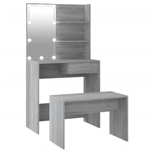 vidaXL Conjunto toucador c/ LEDs madeira processada sonoma cinza