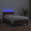 vidaXL Cama box spring c/ colch&atilde;o/LED 80x200 cm couro artif. castanho