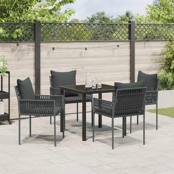 vidaXL Conjunto de Jantar para Jardim 5 pcs Preto e Cinza Rattan de PE