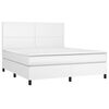vidaXL Cama box spring c/colch&atilde;o/LED 180x200cm couro artificial branco