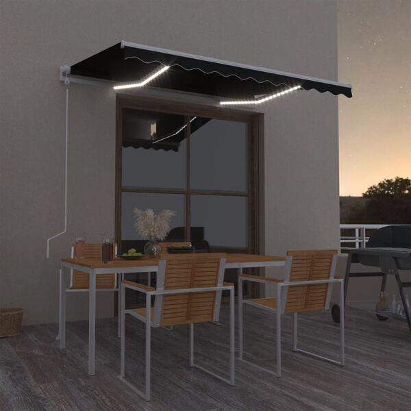 vidaXL Toldo autom&aacute;tico com LED e sensor de vento 300x250 cm antracite
