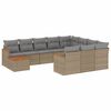 vidaXL 11 pcs conjunto sof&aacute;s de jardim c/ almofad&otilde;es vime PE bege