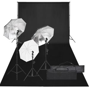 vidaXL Kit de estúdio fotográfico com conjunto de iluminação e fundo