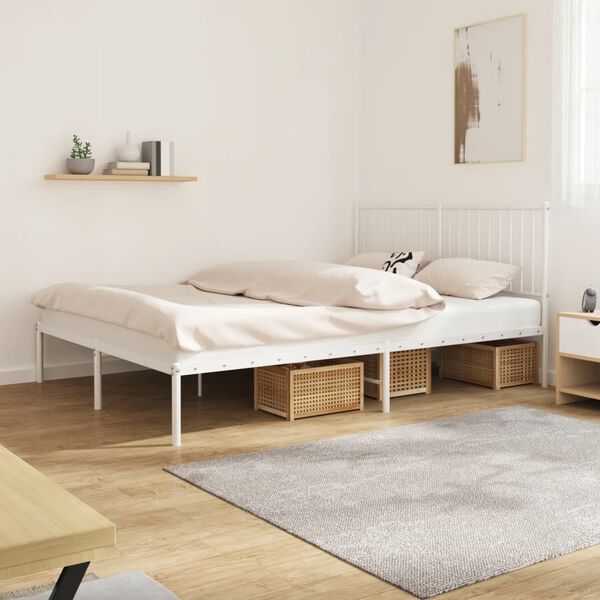 vidaXL Estrutura de cama com cabeceira 160x200 cm metal branco