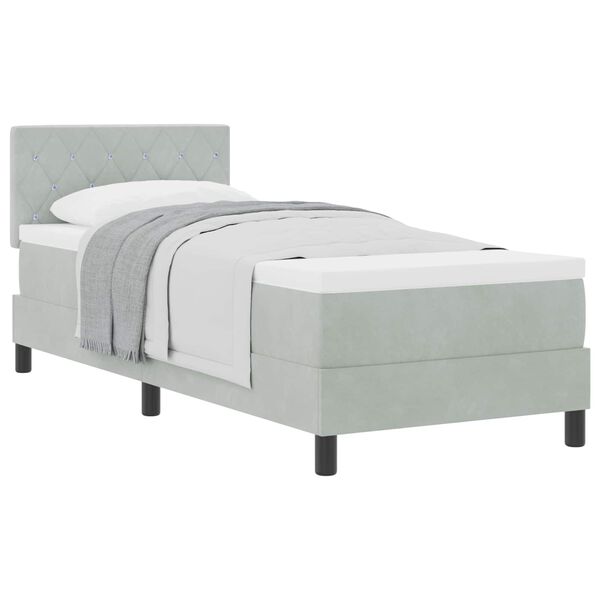 vidaXL Cama Box com colch&atilde;o Cinzento-claro 80 x 200 cm Veludo