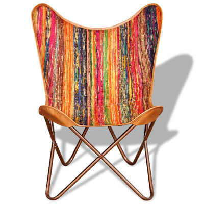vidaXL Cadeiras borboleta 4 pcs tecido chenille multicolorido