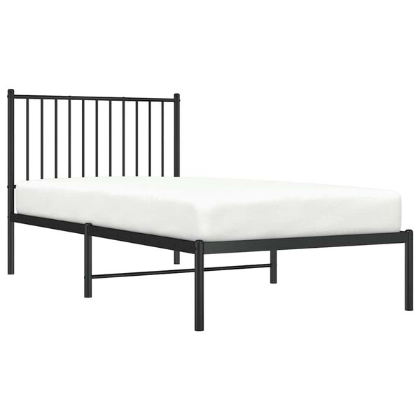 vidaXL Estrutura de cama com cabeceira 90x190 cm metal preto