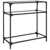 vidaXL Mesa consola com tampo em vidro transparente 80x35x81 cm a&ccedil;o