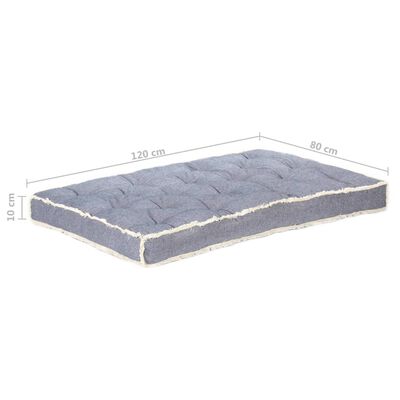 vidaXL Almofadão para sofá de paletes 120x80x10 cm azul