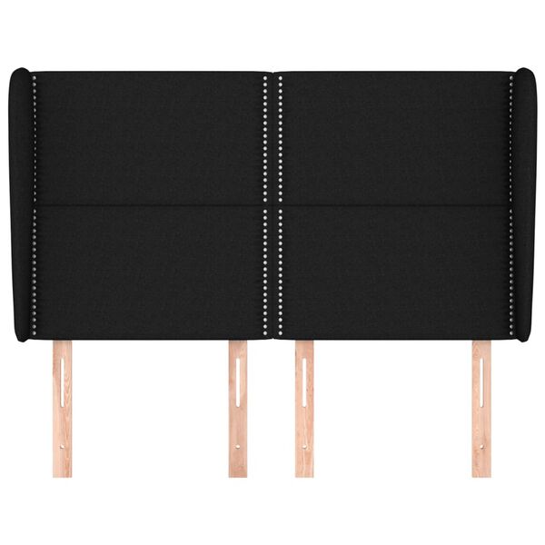 vidaXL Cabeceira de cama c/ abas tecido 147x23x118/128 cm preto