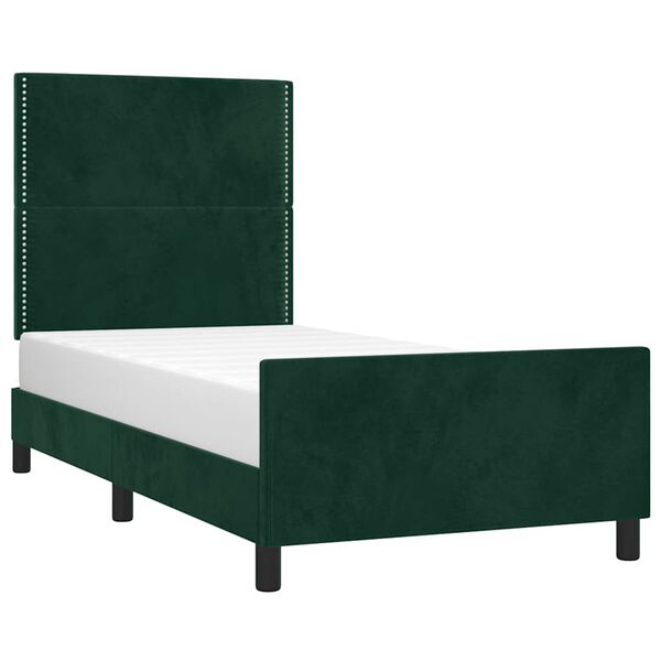 vidaXL Estrutura de cama sem colch&atilde;o 100x200 cm veludo verde-escuro