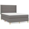 vidaXL Cama com molas/colch&atilde;o 140x190 cm tecido cinzento-escuro