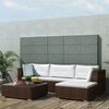 vidaXL 5 pcs conjunto lounge jardim c/ almofadões vime PE castanho