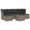 vidaXL 7 pcs conjunto sof&aacute;s p/ jardim c/ almofad&otilde;es vime PE cinzento