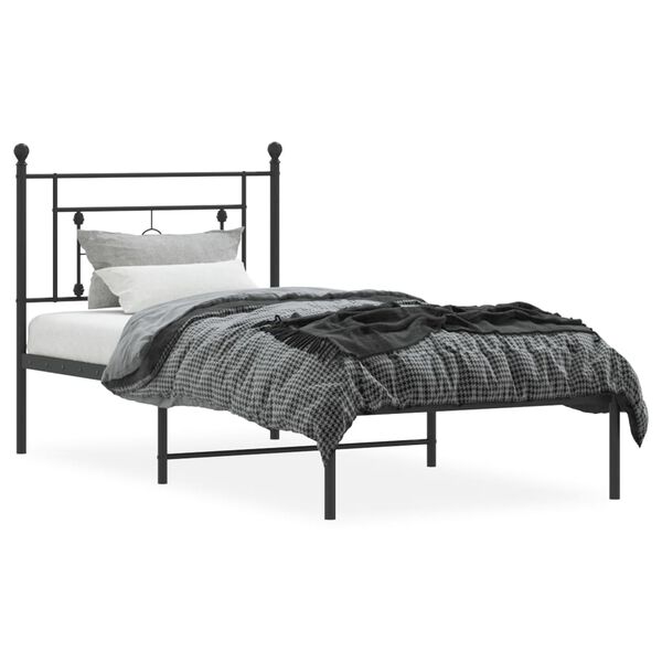vidaXL Estrutura de cama com cabeceira 100x190 cm metal preto