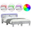 vidaXL Estrutura cama cabeceira e luzes LED 120x190cm cinzento cimento