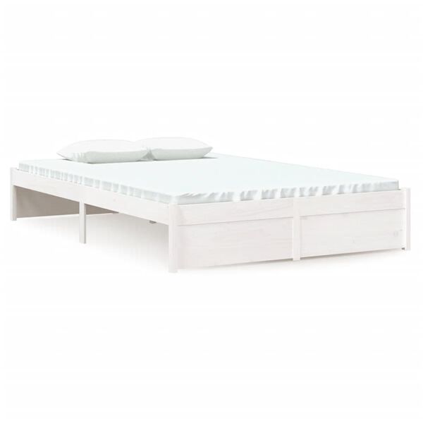 vidaXL Estrutura de cama 120x200 cm madeira maci&ccedil;a branco