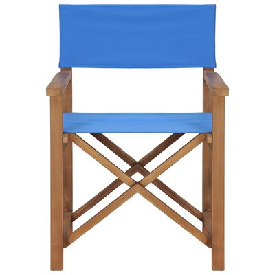 vidaXL Cadeira de realizador em madeira de teca maciça azul