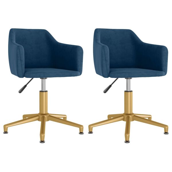 vidaXL Cadeiras de jantar girat&oacute;rias 2 pcs veludo azul