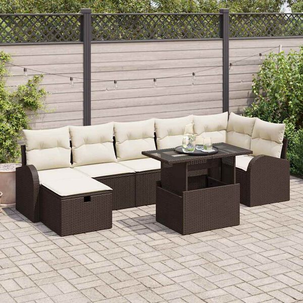 vidaXL Conjunto de Sofá de Jardim 8 pcs Castanho Rattan Sintético