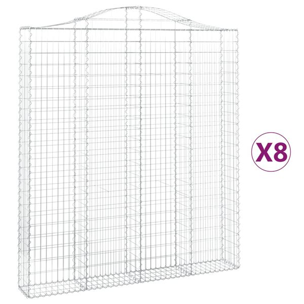 vidaXL Cestos gabi&atilde;o arqueados 8pcs 200x30x220/240cm ferro galvanizado