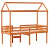 vidaXL Cama alta com telhado 90x190 cm pinho maci&ccedil;o castanho-mel