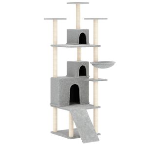 vidaXL &Aacute;rvore p/ gatos c/ postes arranhadores sisal 175 cm cinza-claro