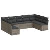 vidaXL 9 pcs conjunto sof&aacute;s p/ jardim com almofad&otilde;es vime PE cinzento
