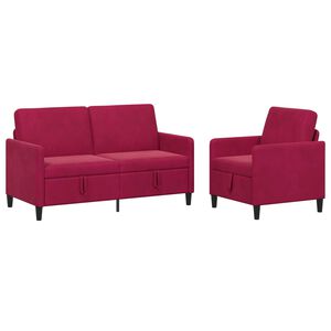 vidaXL Conjunto de Sof&aacute; com Armazenamento 2 unid. Vinho Vermelho
