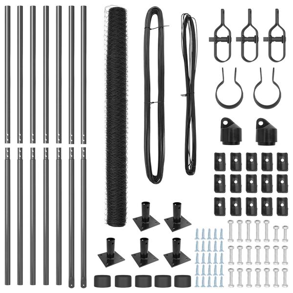 vidaXL Poste de Cerca Cinzeto 10 x 1,4 m (malha de 50 mm) A&ccedil;o e PVC