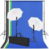 vidaXL Kit est&uacute;dio fotogr&aacute;fico c/ 5 fundos coloridos e 2 sombrinhas