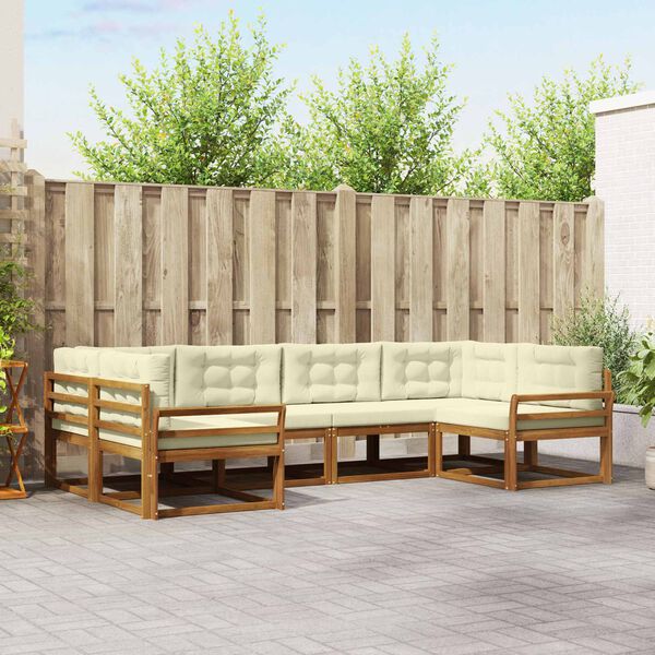 vidaXL Conjunto de Sof&aacute;s para Exterior 6 pcs Natural e Creme