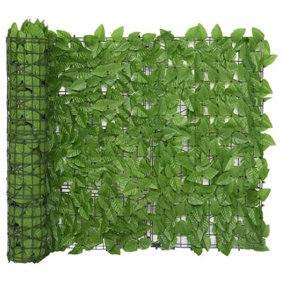 vidaXL Tela de varanda com folhas verde 300x100 cm