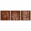vidaXL Decora&ccedil;&otilde;es p/ muro jardim 3pcs 105x55cm a&ccedil;o corten design relva