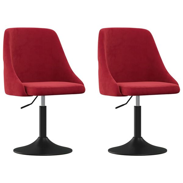 vidaXL Cadeiras de jantar 2 pcs veludo vermelho tinto