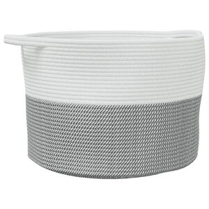 vidaXL Cesto de arruma&ccedil;&atilde;o &Oslash;55x36 cm algod&atilde;o cinzento e branco