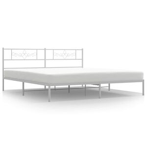 vidaXL Estrutura de cama com cabeceira 193x203 cm metal branco