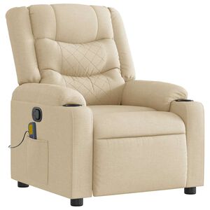 vidaXL Poltrona de massagens reclin&aacute;vel tecido cor creme