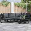 vidaXL Conjunto de Sofá de Jardim com almofada 4 pcs Preto Alumínio