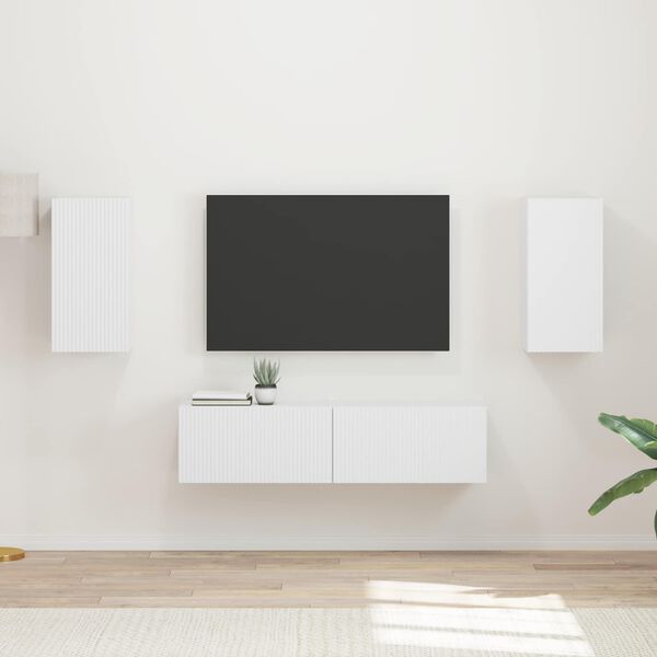 vidaXL Conjunto de m&oacute;vel de TV 4 pcs Branco Madeira processada