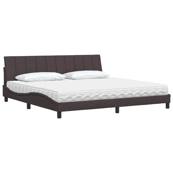 vidaXL Cama com colch&atilde;o Hanko 200x200 cm tecido castanho-escuro