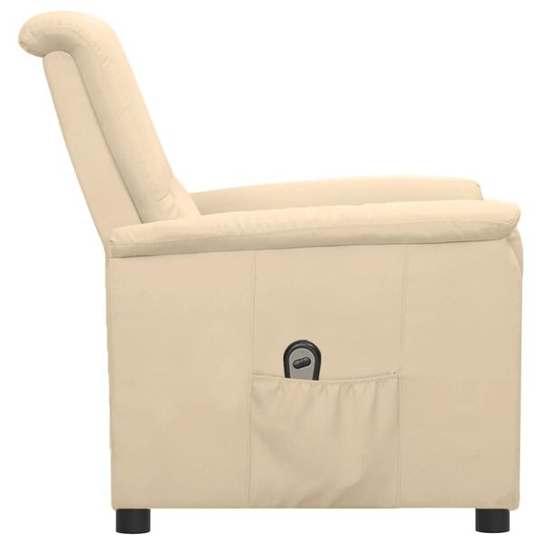 vidaXL Poltrona reclin&aacute;vel el&eacute;trica tecido cor creme