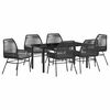 vidaXL Conjunto de Jantar para Jardim com almofada 7 pcs Preto vime PE