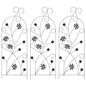 vidaXL Cerca para Jardim 3 unid. Preto 112 x 39,5 cm A&ccedil;o
