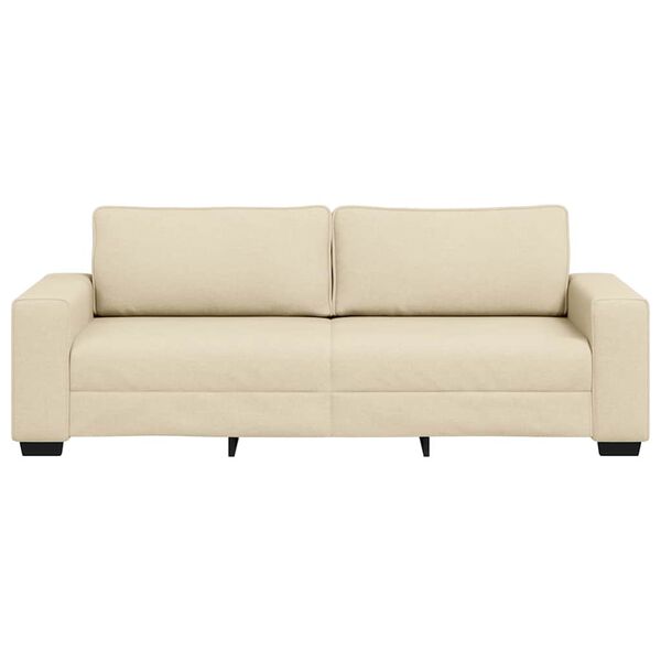 vidaXL Sof&aacute; de 3 lugares tecido 220x77x82 cm cor creme