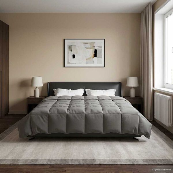 vidaXL Edredom de Ver&atilde;o Simples Cinzento-claro 200 x 240 cm Microfibra