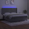 vidaXL Cama box spring c/ colchão/LED 160x200 cm veludo cinzento-claro